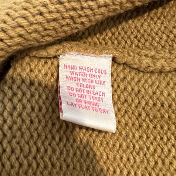 Derek Heart Cable Knit Turtleneck Sweater Dress Women's L Tan FrontTie DropWaist - Picture 6 of 10